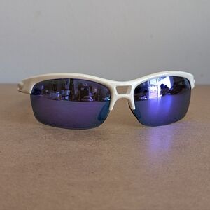 Oakley | RPM Squared Sunglasses, White Half Rim Frame, Purple Lenses